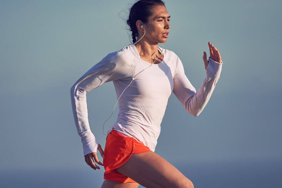 Woman running in athletic clothing