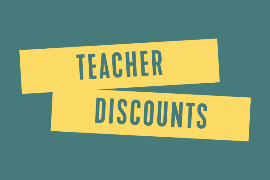 Graphic that reads: Teacher discount